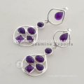 Designer Amethyst Gemstone Top Design Round Earring para o Natal